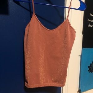🌿 NEVER WORN Aeropostale Salmon Gold Glitter Tank